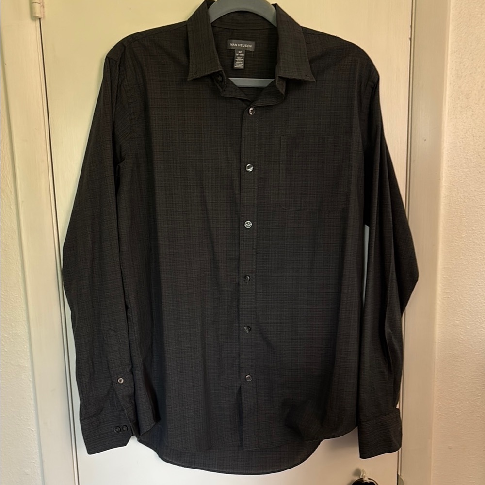 Van Heusen Dark Grey Dress Shirt with Pointed Collar